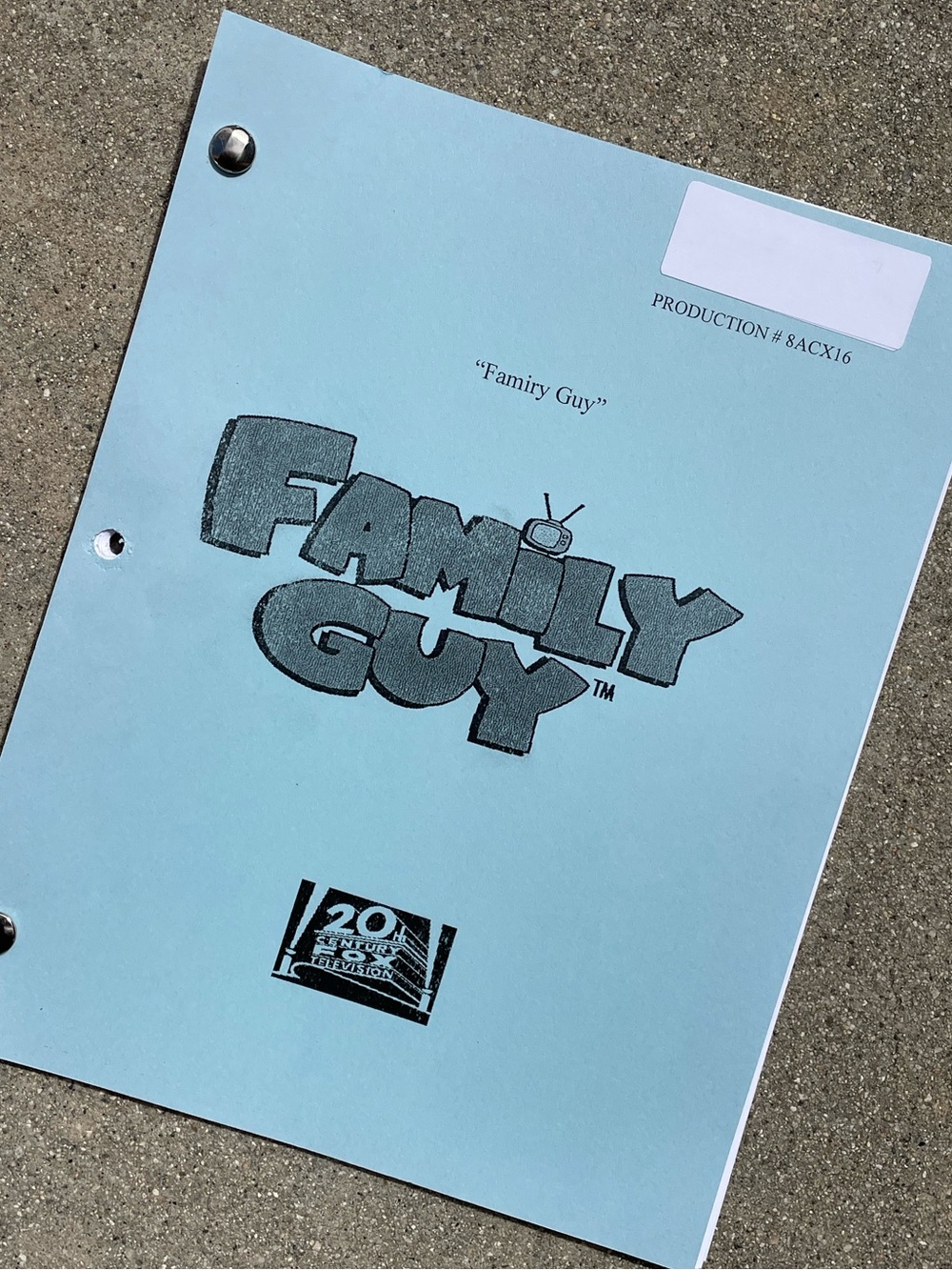 Family Guy 2010 Production Used Table Draft Script Famiry Guy TIEGS FOR TWO!
